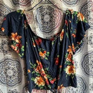 Medium navy and floral top!